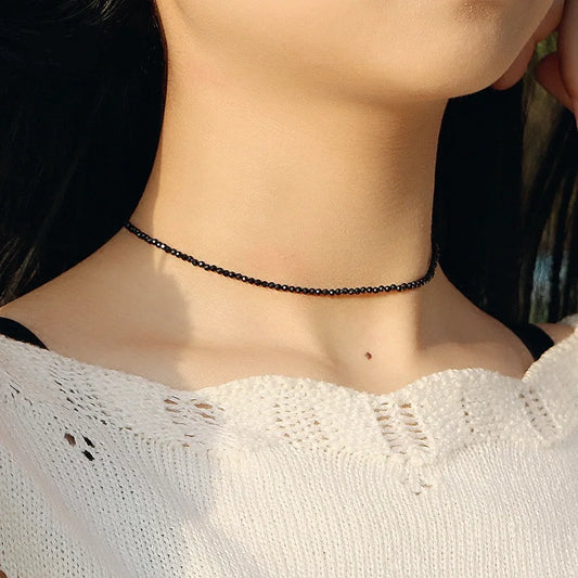 Collar corto de perlas negras sencillas para mujer, marca de moda, gargantilla para damas, joyería de fiesta