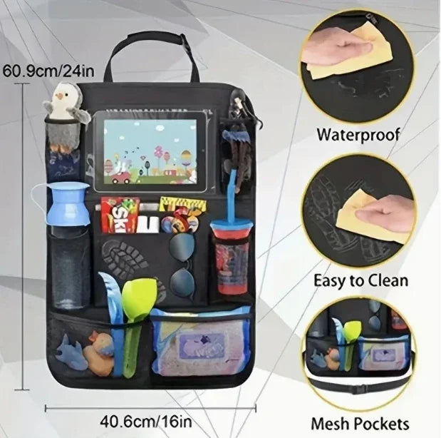 Organisateur de siège de voiture multi-poches, matériau Durable et étanche avec support de tablette, parfait pour les voyages sur route et l'utilisation quotidienne 2026