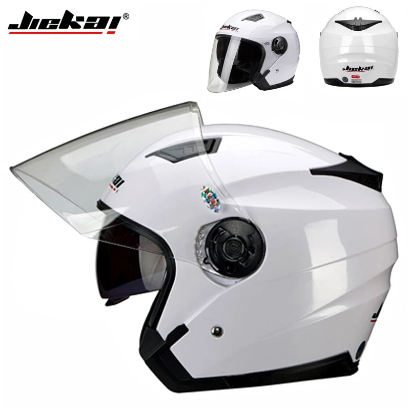 Casque Moto Scooter Double Lentille Vintage — Quatre Saisons Course Demi Casque