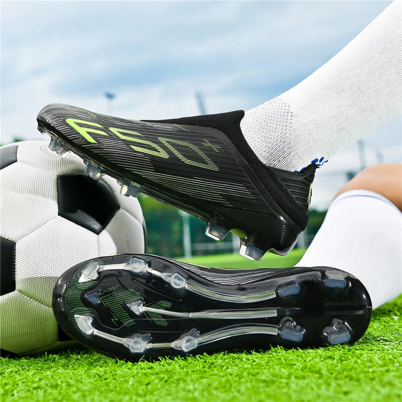Chaussures de Football Homme Crampons TPR Cuir Verni — Terrain Gazon & Futsal EU 31–48