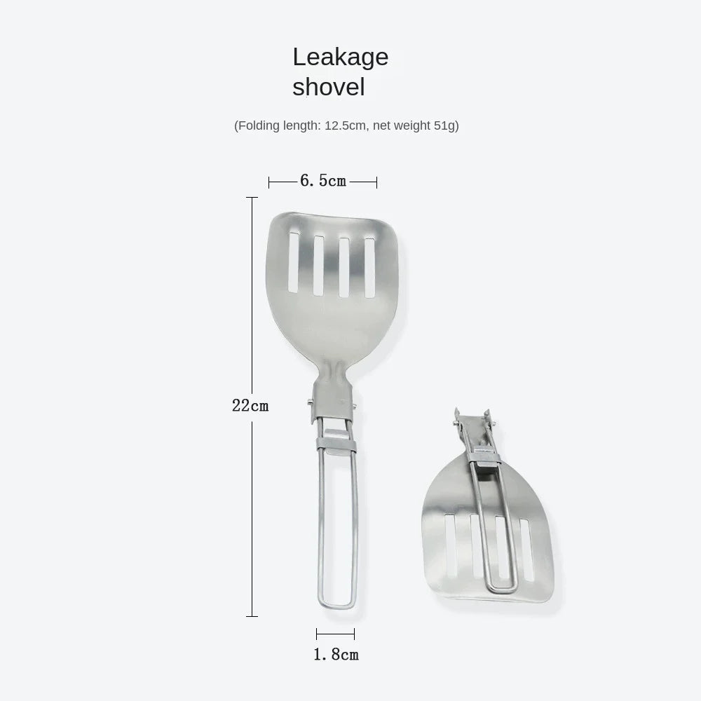 Spatule pliante cuillère pelle tourneur de nourriture Portable 304 en acier inoxydable Camping en plein air barbecue cuisine vaisselle fournitures de pique-nique ﻿