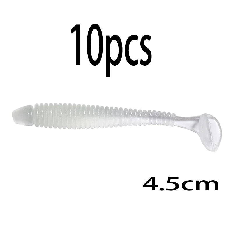 Hengjia 10-50pcs/lot 4.5CM Small Soft Silicone T-Tail Worm Swimbait Lure Fishing Tackle for Carp Black-bass Pike