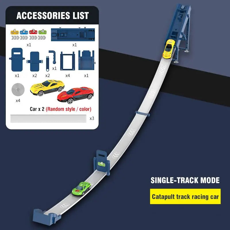 Cascadeur vitesse Double voiture roues modèle jouets pour enfants piste de course bricolage assemblé Rail Kits éducatif interactif garçon enfants jouet