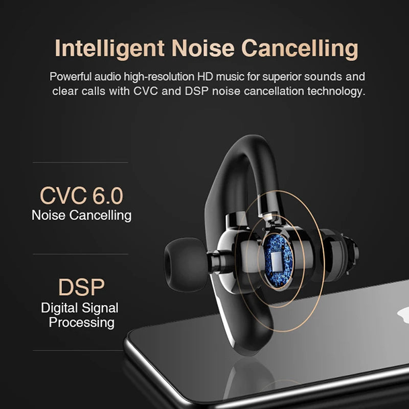 Auriculares Bluetooth VAORLO V9 deportivos para conducir, auriculares inalámbricos con micrófono HD, llamadas manos libres estéreo, auriculares de negocios Muics V8