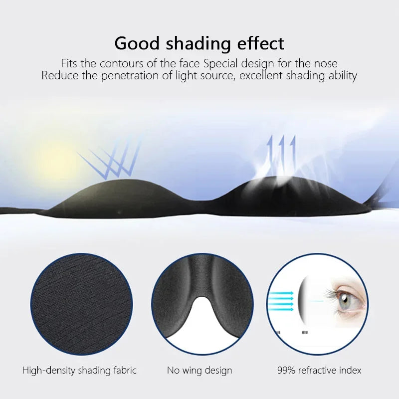 Couvre-yeux léger et confortable, masque de couchage profilé en 3D doux, ombre respirante pour hommes et femmes, aide au repos en voyage nocturne