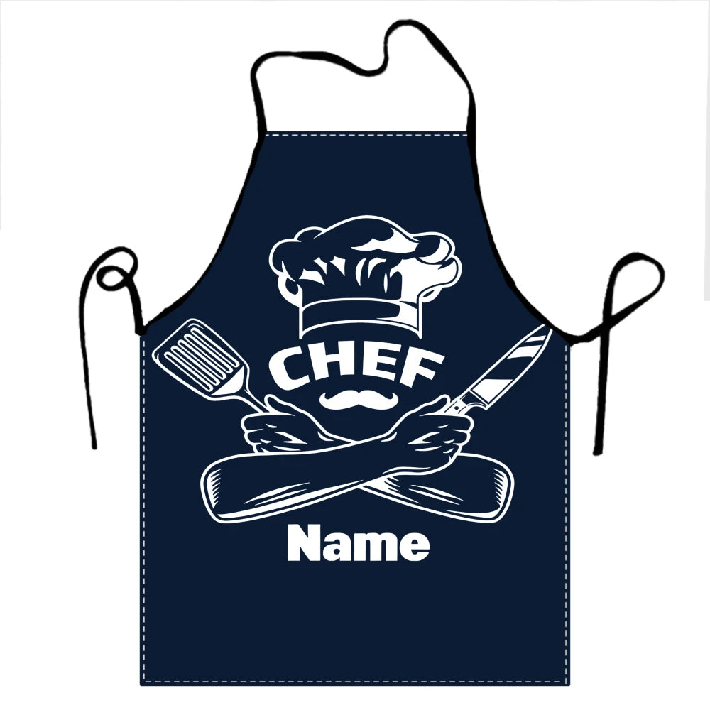 Gorro de chef con diseño de nombre personalizado, delantal de cocina para mujeres y hombres, babero unisex, delantal de cocina, horneado de chef