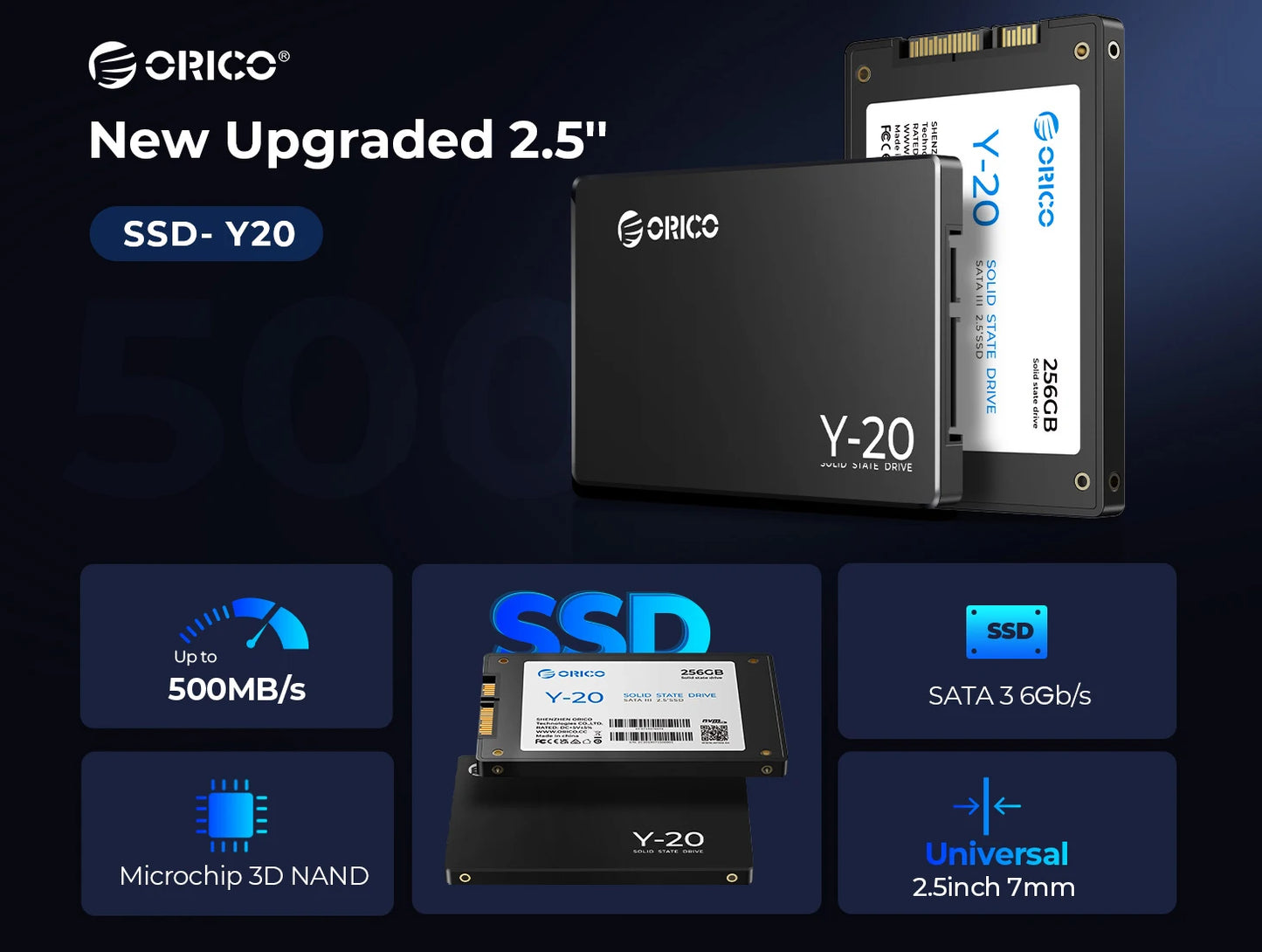 ORICO SATA III SSD 2.5 "disque SSD interne 3D NAND 512GB 1 to 2 to 4 to jusqu'à 550 mo/s pour mettre à niveau PC ordinateurs portables Y20