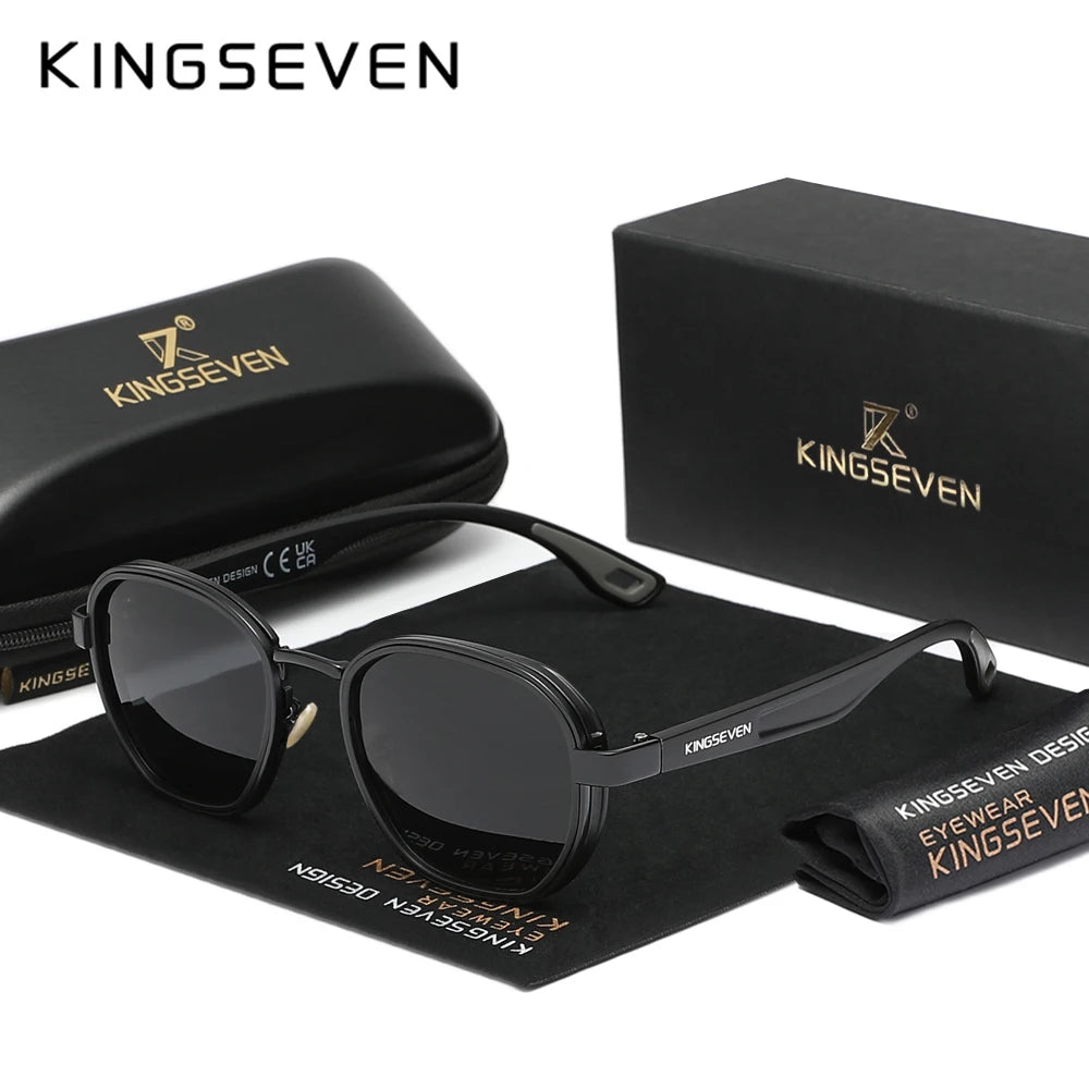 KINGSEVEN marque originale lunettes de soleil hommes polarisées UV400 luxe lunettes pour femme mâle extérieur cadre rond casual mode lunettes