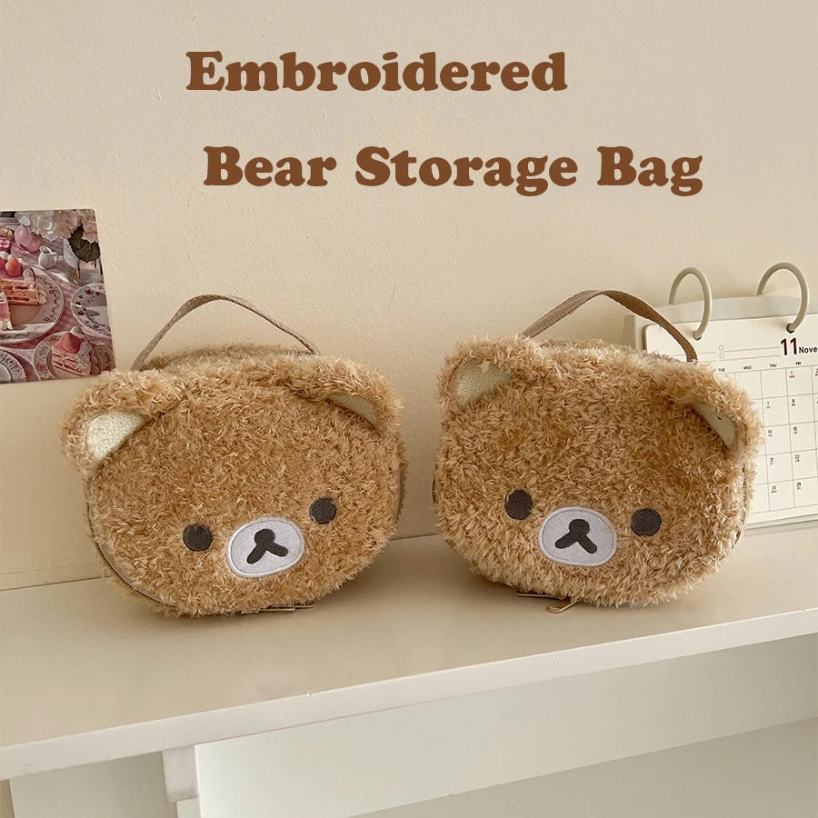 Estuche de maquillaje de felpa, neceser de oso casual, bolsa de almacenamiento de joyas para mujer, organizador de bolsos para niñas, regalo, ofertas especiales