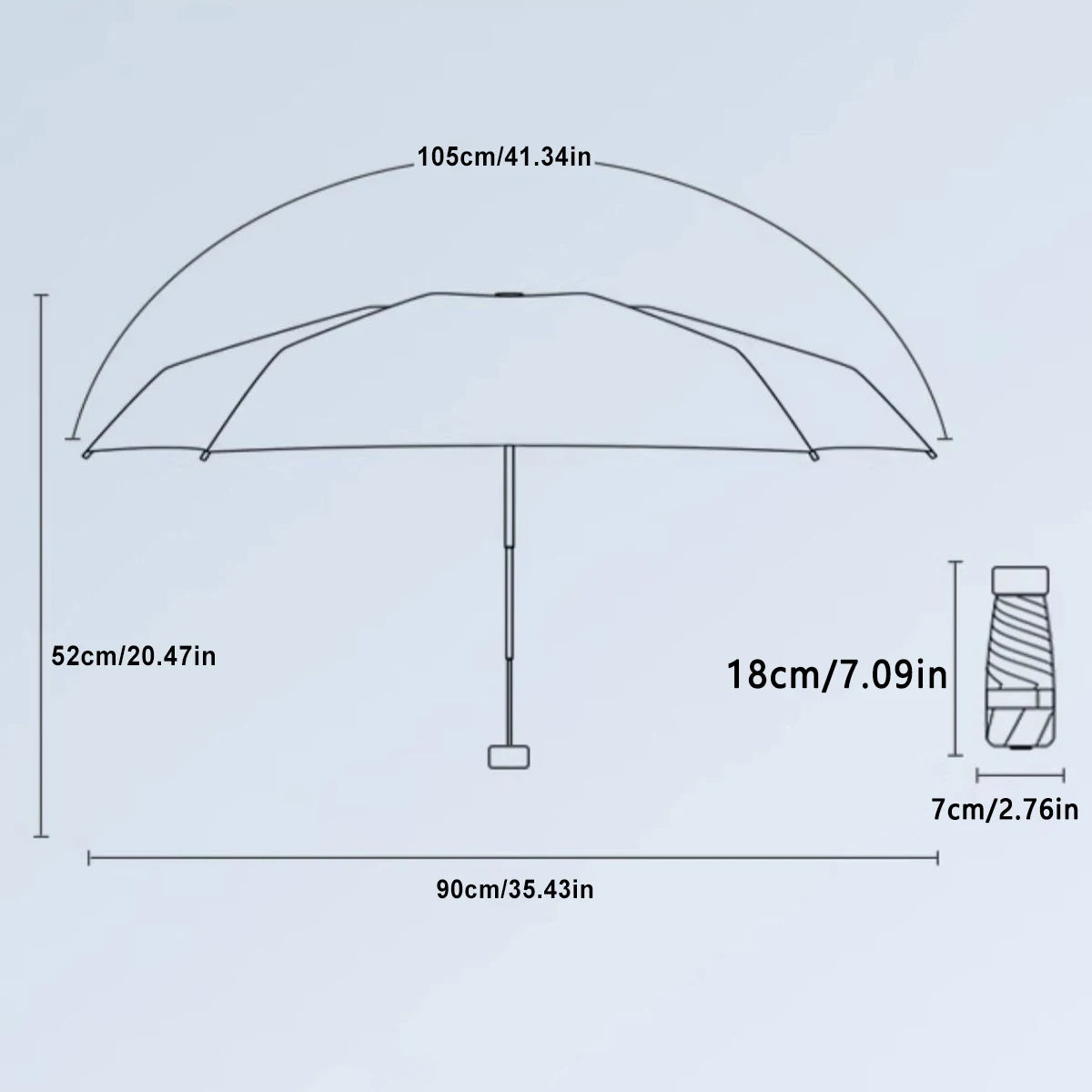 Paraguas de protección UV ultraligero – Diseño compacto y plegable con mango de acero inoxidable para sol y lluvia, toldo duradero de 190T