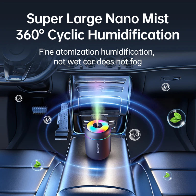 180ML USB Electric Mini Air Humidifier, Aroma Diffuser, Essential Oil Purifier, Aromatherapy Mist Maker with Lights for Car, Home, Bedroom