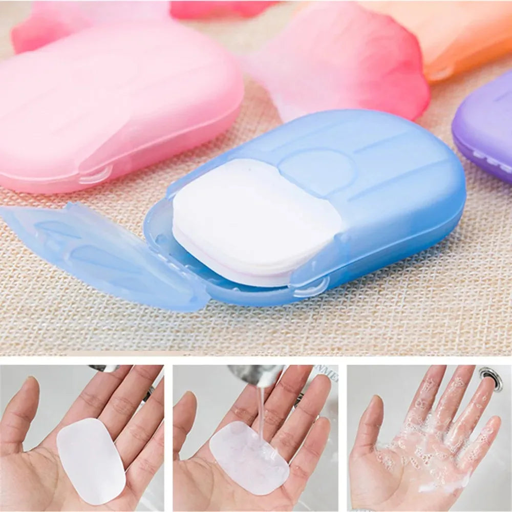 Papier savon Portable jetable voyage Camping Mini savons de nettoyage pour laver le nettoyage des mains pour la randonnée en plein air fournitures de plein air