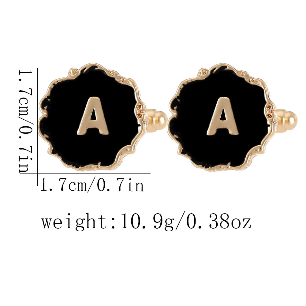 Boutons de manchette classiques pour hommes, 26 lettres initiales de l'alphabet, A B C D E F G H I J K L M N O P Q R S T U, bouton à manches V W X Y Z