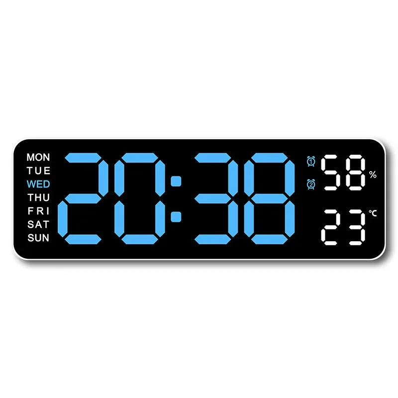 Grande horloge murale numérique de 9 pouces, alimentée par USB, température et humidité, variateur automatique, horloge de Table DST, réveil électronique LED 12/24H