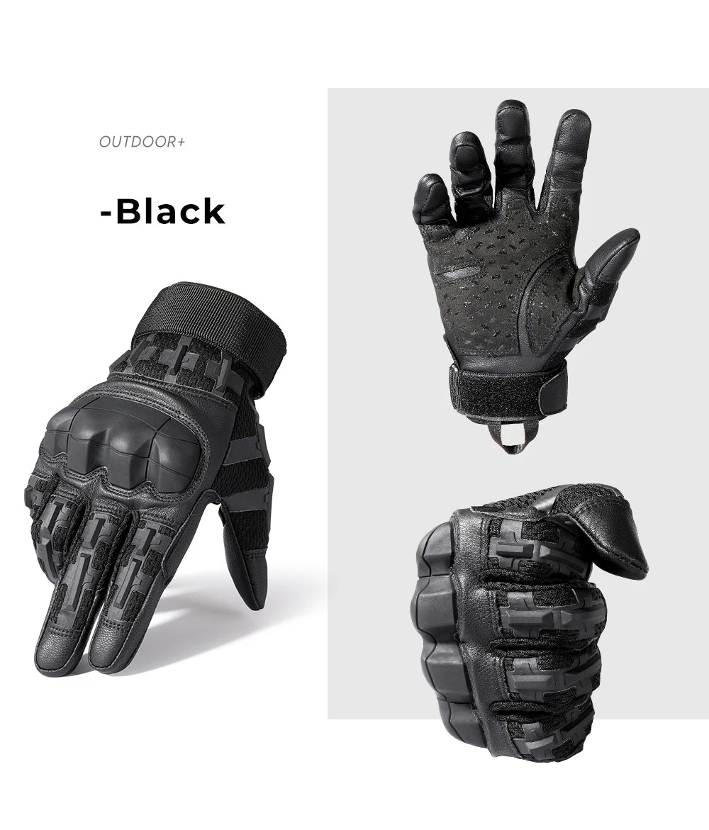 Gants de cyclisme en cuir PU pour écran tactile, tactique Airsoft, chasse, tir, randonnée, vélo, Sport de plein air, équitation, protection pour hommes