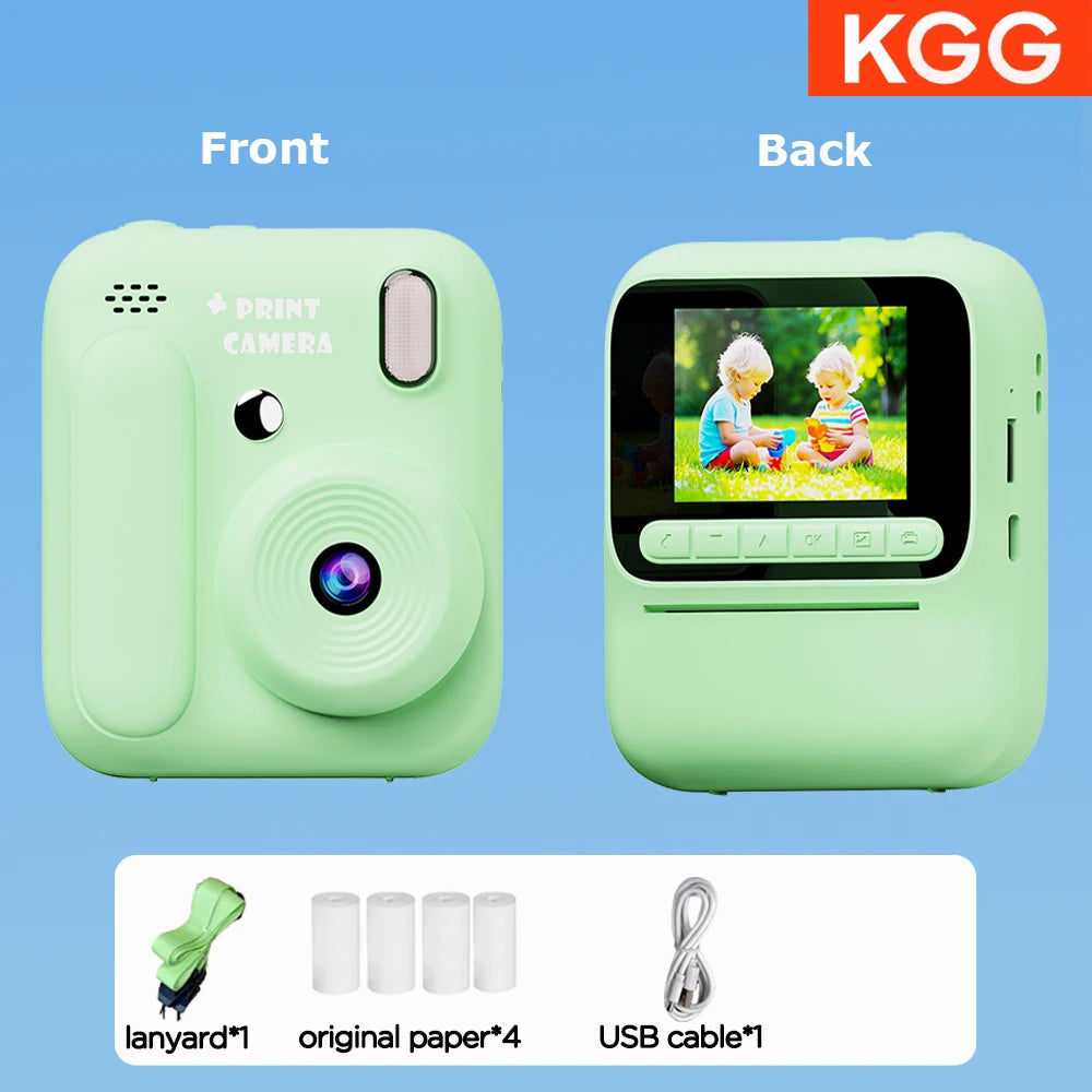 Instant Camera for Kids, Color Printing, 32GB, 1080P, Thermal Print Toy, Photo, Video Games, Music, Children's Gift
