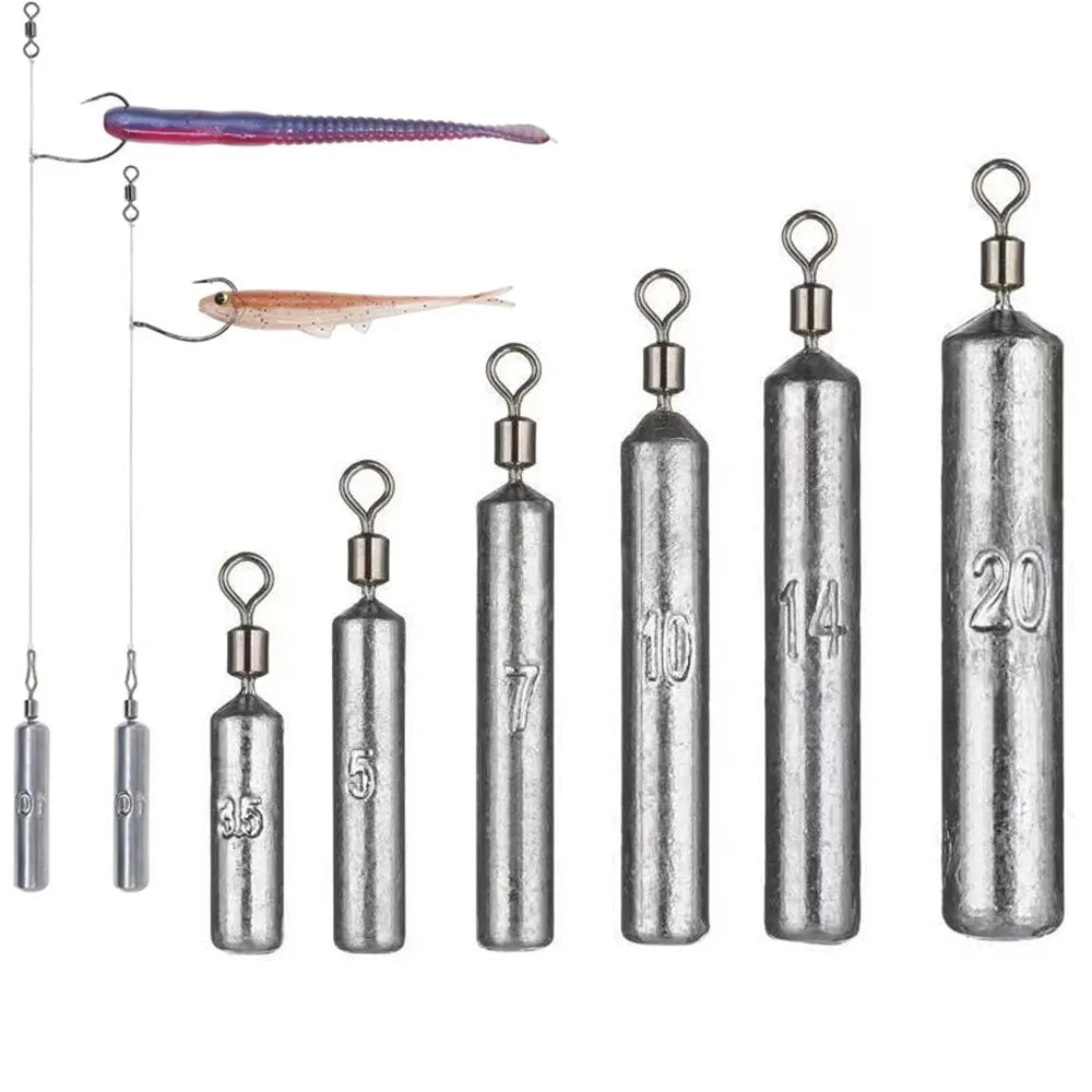 Le poids de pêche 15pcs/lot plombs 7 moules 3.5g 5g 10g tube 20g 14g 子弹铅 pendentif en métal verticale pince outil Sast Pesca kit de pêche en mer