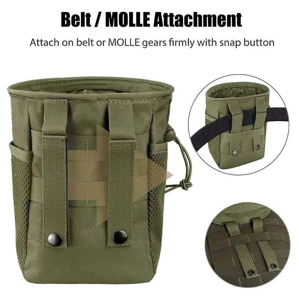 Pochette de décharge Molle, pochette de récupération de magazines de chasse, sac de munitions à cordon de serrage, sac banane de taille, sac étui réglable