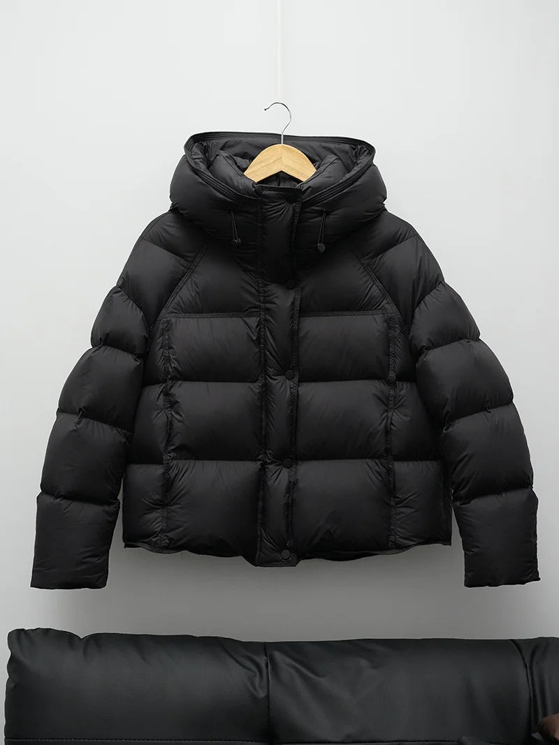 ZAROY Women's Winter Jacket Thicken Warm Hooded Cotton Parkas Korea Solid Versatile Casual Short Coat Snow Outwear