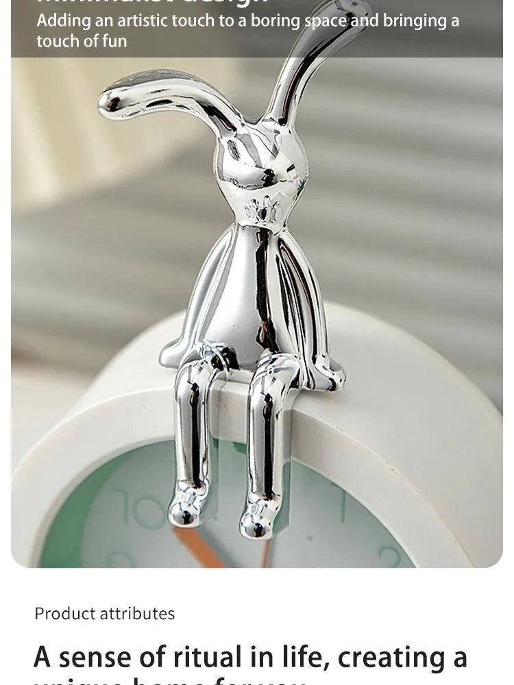 Double Statue de lapin à longues oreilles, 2 pièces, accessoires de décoration de dessin animé, salon, chambre à coucher, voiture, ornement décoratif de bureau