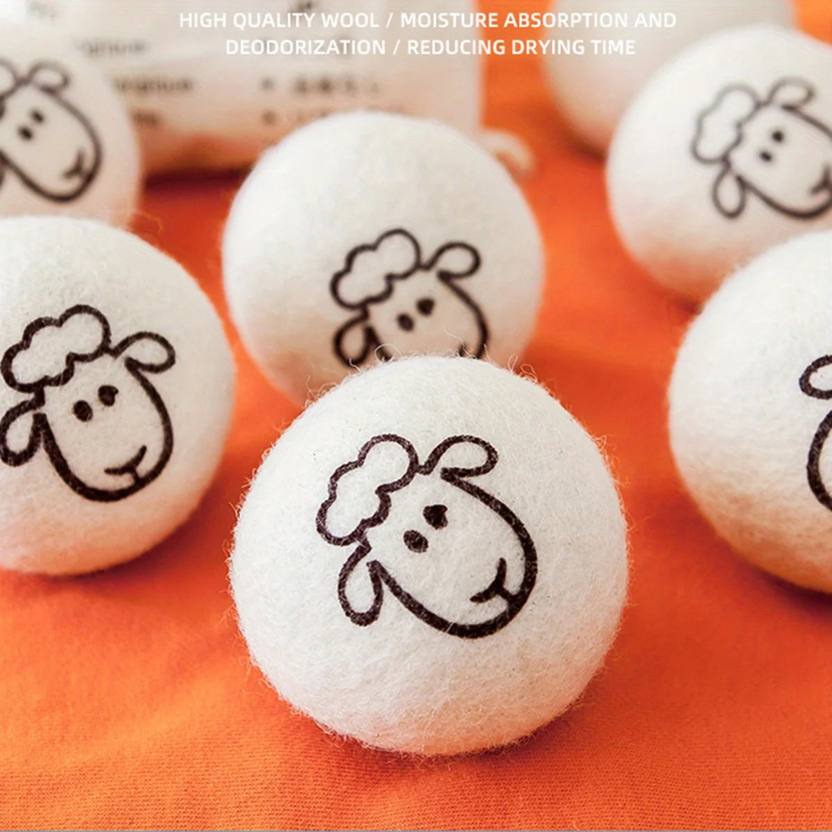 Reusable Wool Dryer Ball Fabric Softener Washing Machine Alternative Wrinkle Reducer Cleaning Supplies Gadget, 1 to 6 Pieces