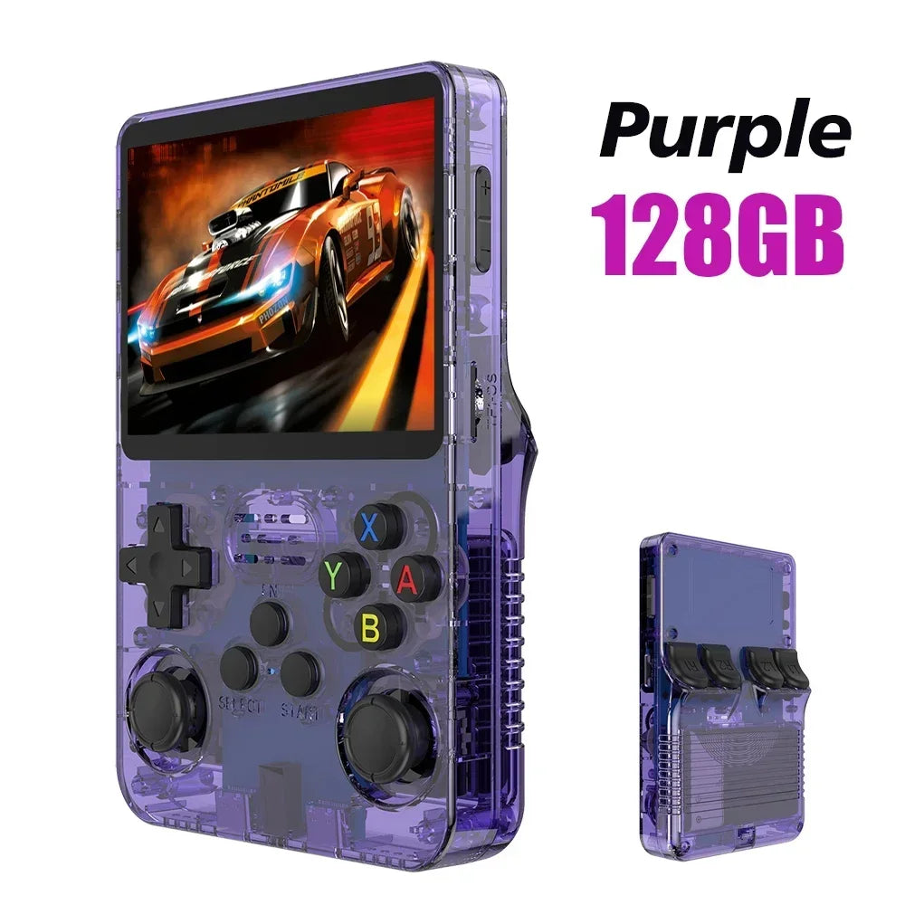 Consola de videojuegos portátil retro R36S 64GB/128GB, sistema Linux, pantalla IPS de 3.5 pulgadas, R35s Pro, reproductor de vídeo de bolsillo portátil