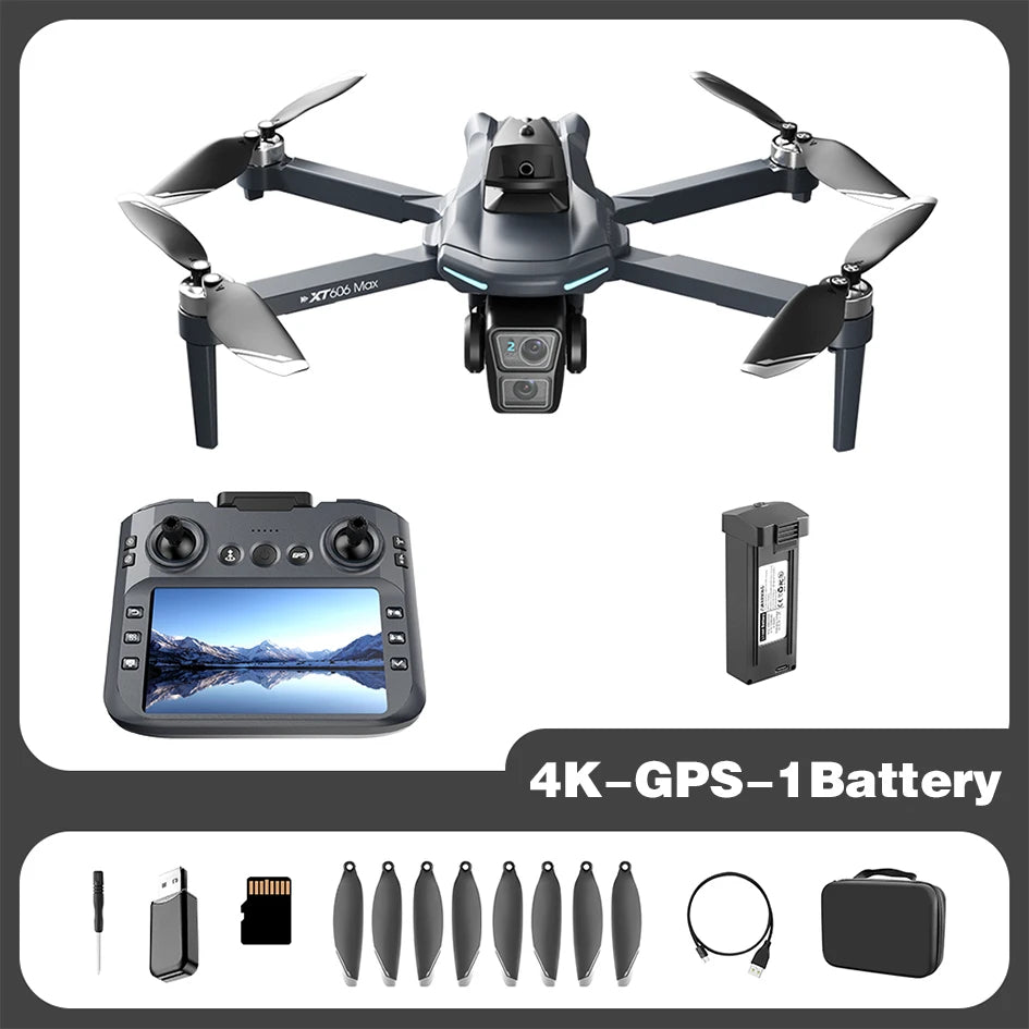 Dron GPS Lenovo NEW XT606 8K HD profesional con doble cámara, WIFI 5G FPV, evitación de obstáculos, cuadricóptero RC sin escobillas, juguete dron