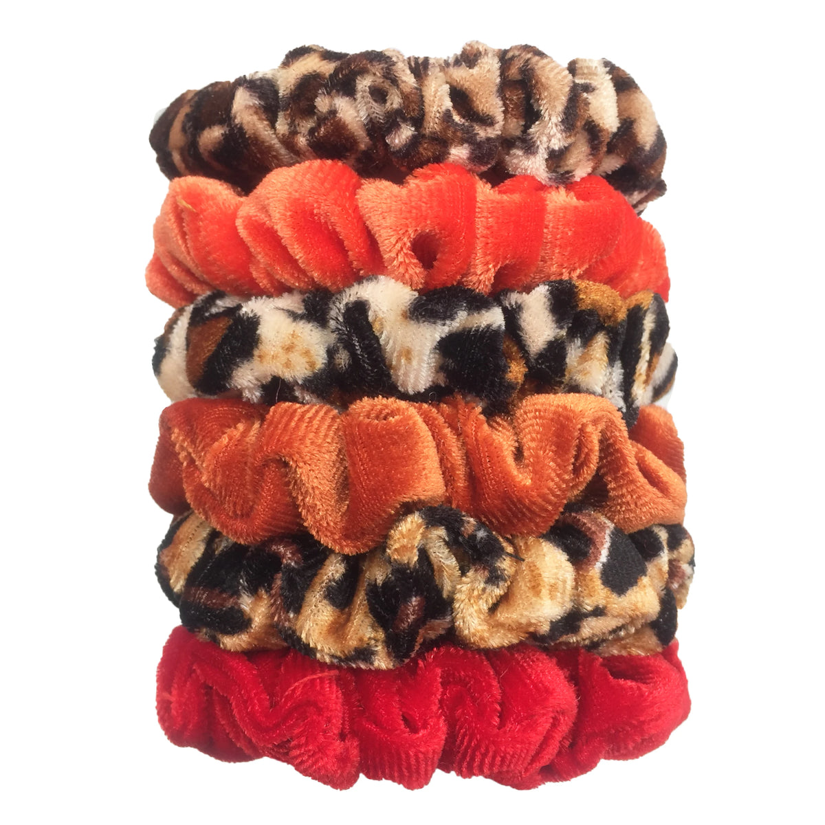 Chouchous en velours pour femmes motif léopard — élastique, bandeau cheveux, queue de cheval, 24/50/6 pièces