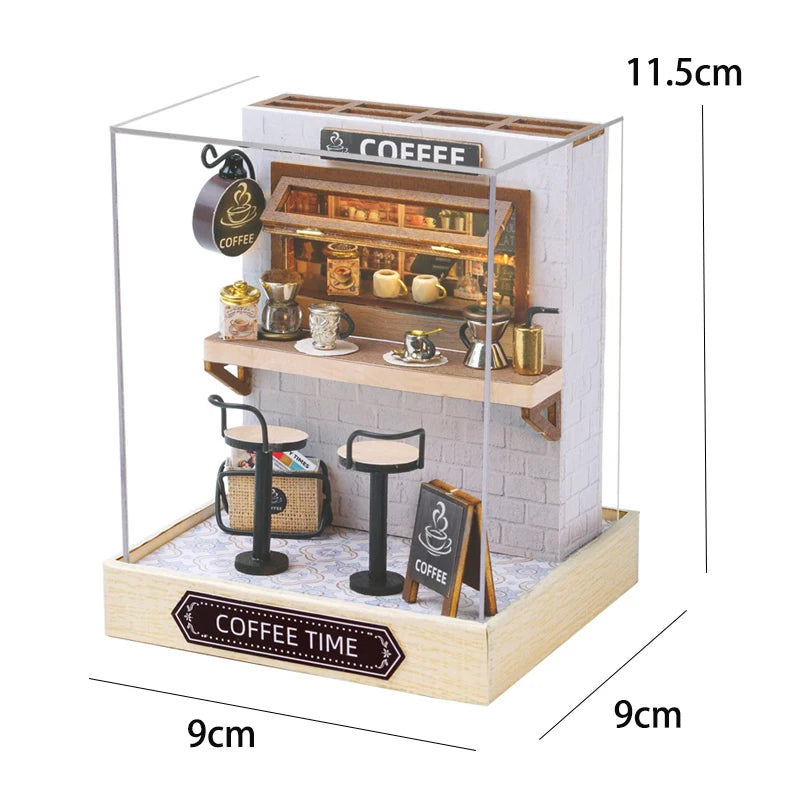Casa de muñecas de madera, modelo de jardín, puzle 3D, kits de construcción para montar, juguetes, decoración de dormitorio con luces LED, regalo para casa de muñecas, bricolaje