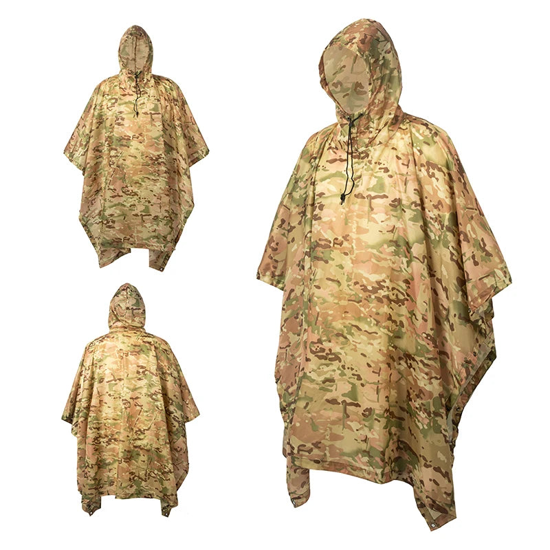 Poncho de Camouflage respirant pour l'extérieur, imperméable tactique de Jungle, observation des oiseaux, randonnée, chasse, combinaison Ghillie, équipement de pluie de voyage