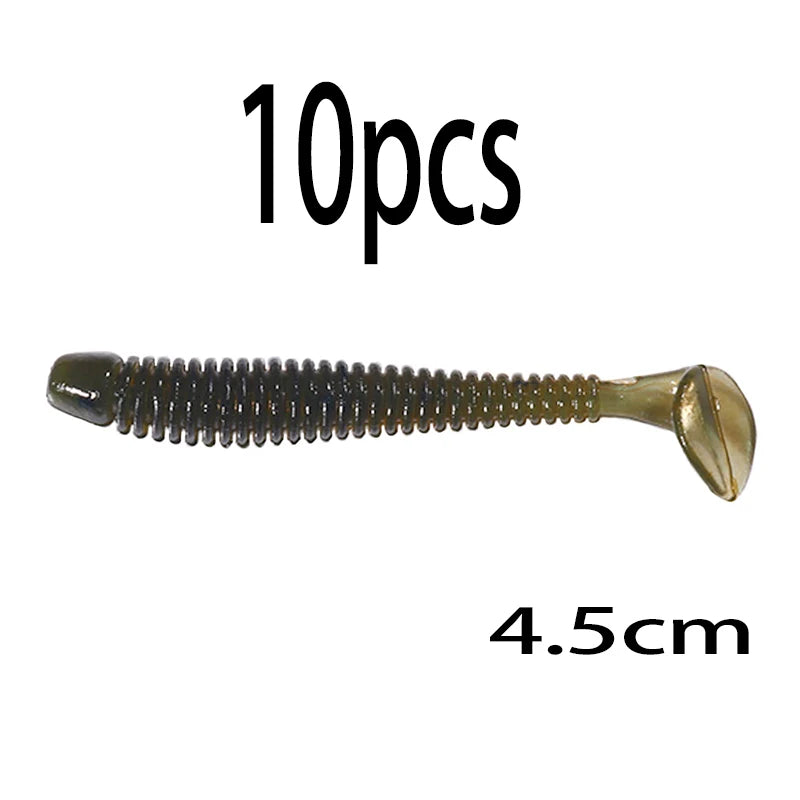 Hengjia 10-50pcs/lot 4.5CM Small Soft Silicone T-Tail Worm Swimbait Lure Fishing Tackle for Carp Black-bass Pike