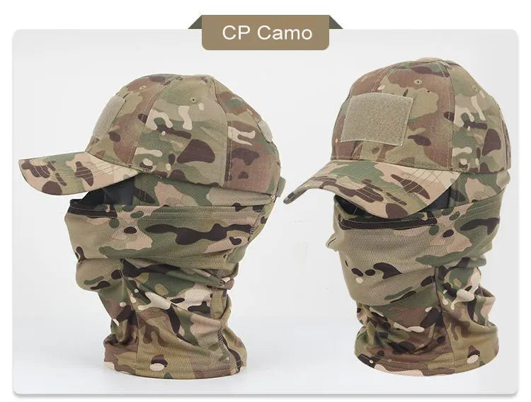 Casquette de baseball tactique camouflage, pour la pêche en plein air, la randonnée, la chasse, les sports, protection solaire, respirante, camouflage, cagoule, demi-masque de ski