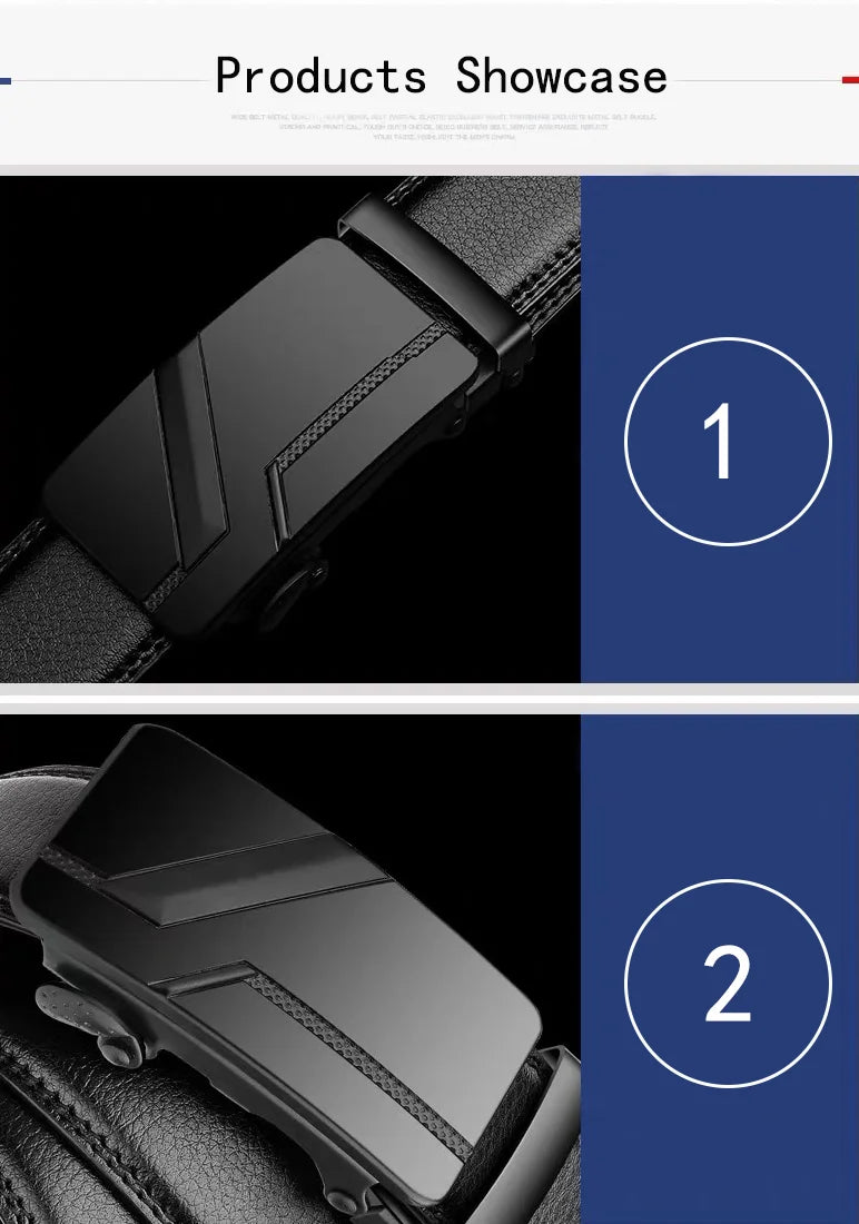 Ceinture automatique pour homme — noire, 110cm / 120cm / 130cm