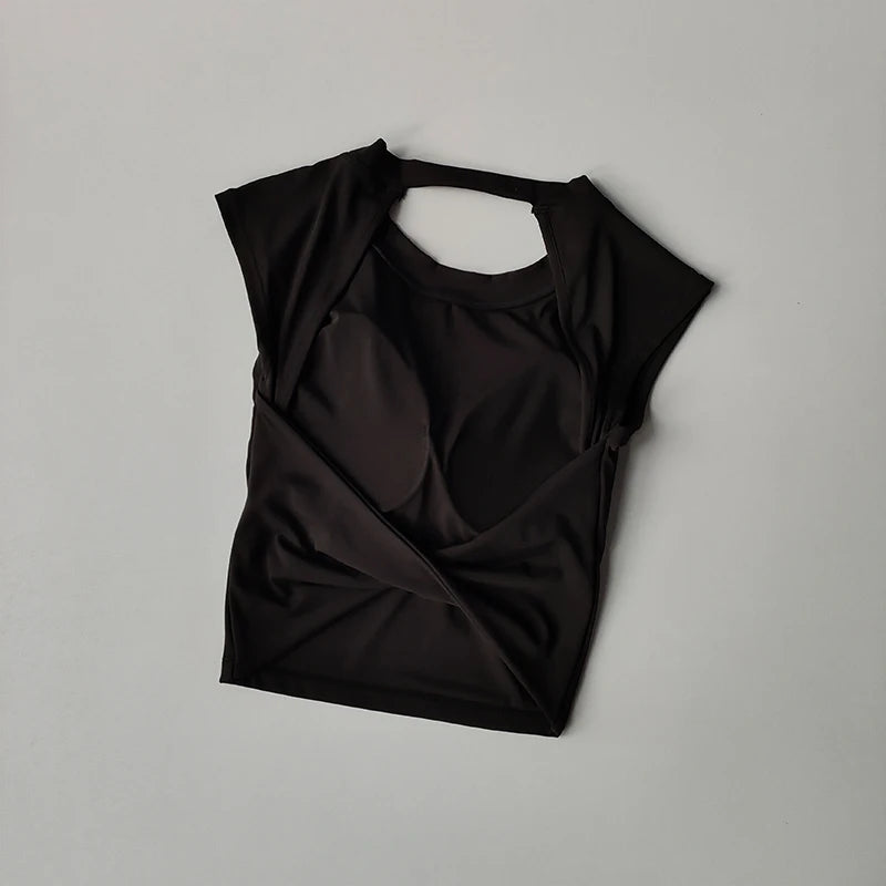 Top de tirantes deportivo sexy para mujer, con almohadillas para el pecho, esmalte cubierto, secado rápido, yoga adelgazante, top ajustado, ropa