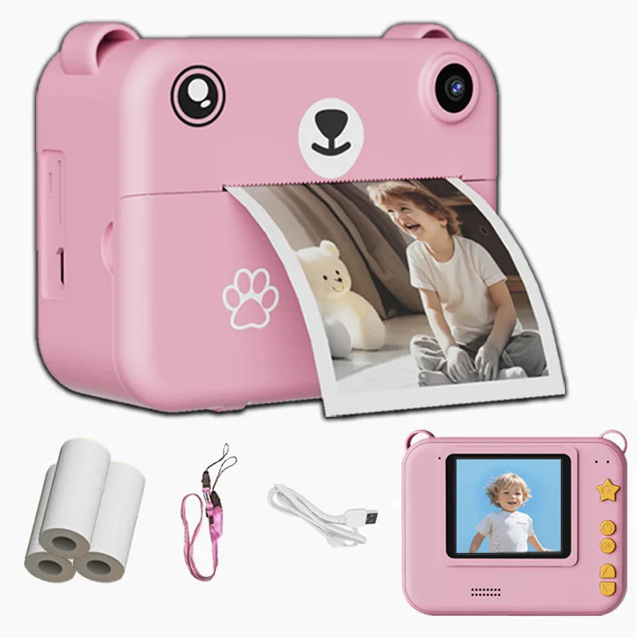 Cámara digital para niños, fotografía de impresión instantánea, grabadora de vídeo HD 1080P, miniprinter térmica, regalos educativos de cumpleaños