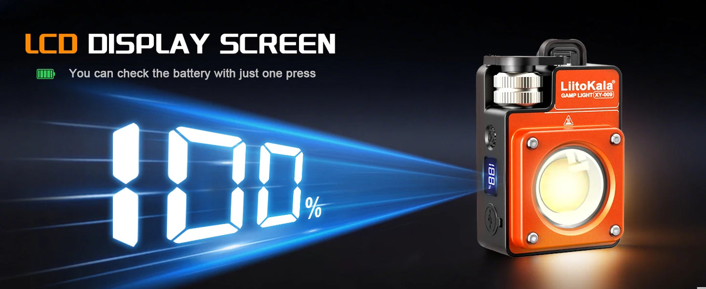Lampe de camping LED rechargeable portable LiitoKala XY-009, multifonctionnelle, pour les activités de plein air, longue durée de vie