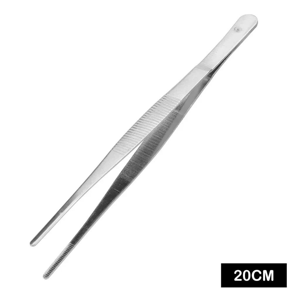 Pince à épiler droite en acier inoxydable, 20CM/30CM, pour la maison, le jardin, la cuisine, le Barbecue, longue pince aliments