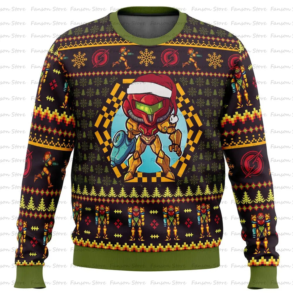Men's and Women's Samus Metroid Cartoon Hoodie, Couple's Anime Sweatshirt, Velle Tint Fashion