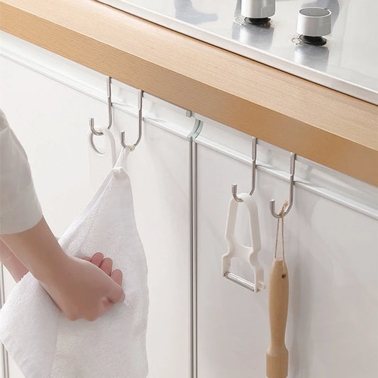 Gancho colgador de puerta de acero inoxidable, gancho de almacenamiento doble en forma de S para baño, cocina, organizador de puerta de pared, ganchos de pared