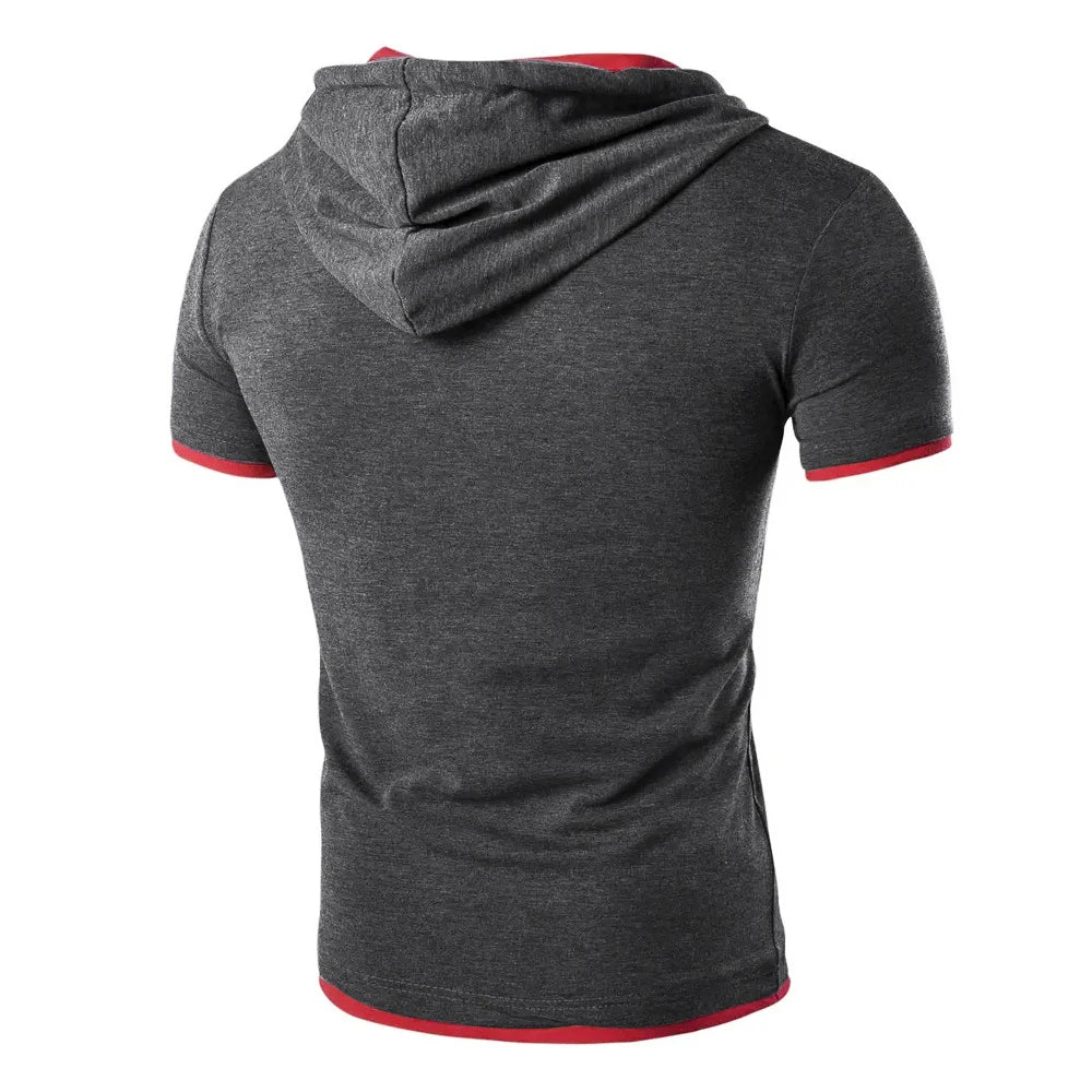 T-shirt Homme 2026 Été Slim Fitness à Capuche Manches Courtes – Camisa Masculina Sportswear T-Shirt Slim Homme 3XL