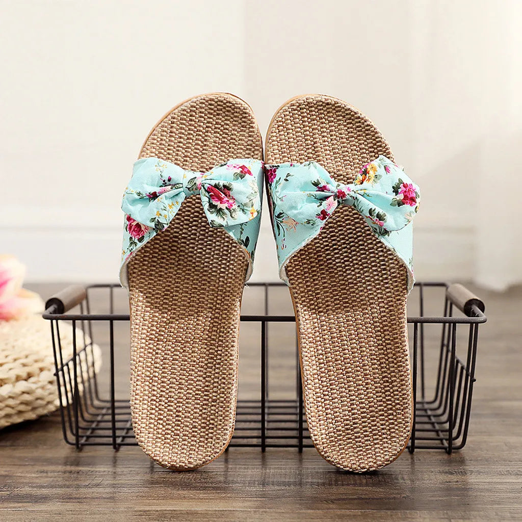 Tongs en Lin Nœud Papillon Femme — Légères & Naturelles Été