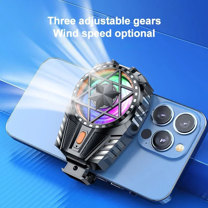 Refroidisseur Téléphone Clip Arrière — 3 Vitesses LED RGB iOS & Android