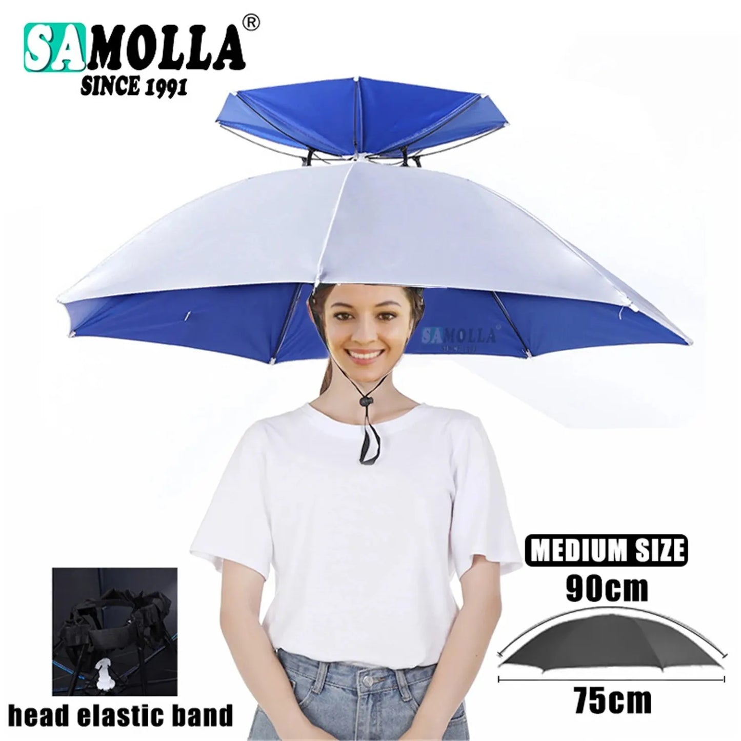 Chapeau parapluie de pluie pliable, pare-soleil imperméable, couvre-chef de pêche, chapeaux de tête de plage, Double couche, Protection UV, Protection solaire