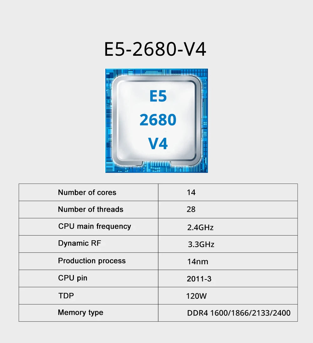 Kit de carte mère MOUGOL X99 avec processeur Intel Xeon E5 2680 V4 et DDR4 8Gx2 2133 MHz, RAM double canal M.2 NVME pour ordinateur de bureau de jeu