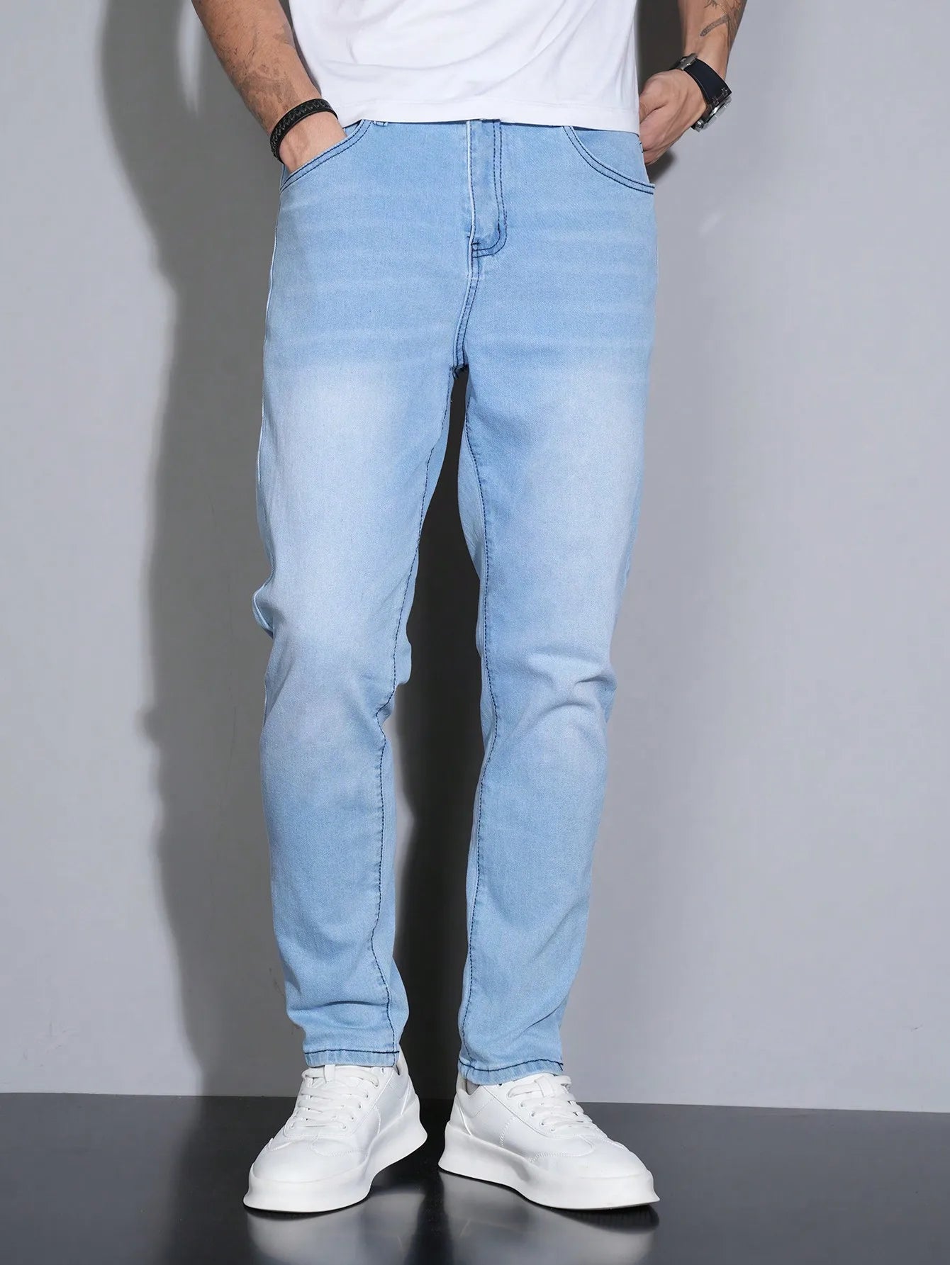 Manfinity Hombre Jeans ajustados versátiles casuales con bolsillo para hombre