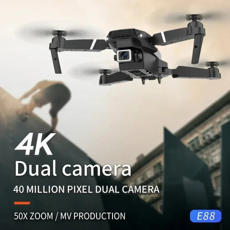 Nuevo Dron E88 Pro WiFi FPV-Cámara HD de gran angular 4K/1080P, cuadricóptero plegable con mantenimiento de altitud