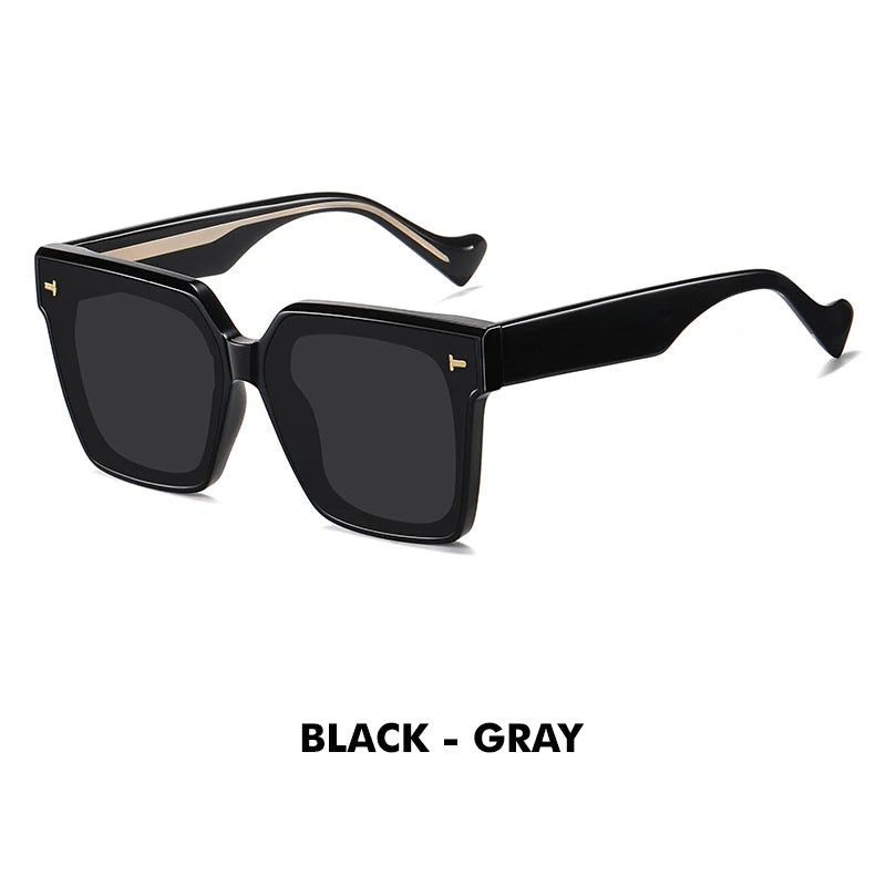 Premium Polarized Square Sunglasses for Women, Thick Crystal Rivet Oversized Stylish Driving Eyewear for Men, Women's Sunglasses