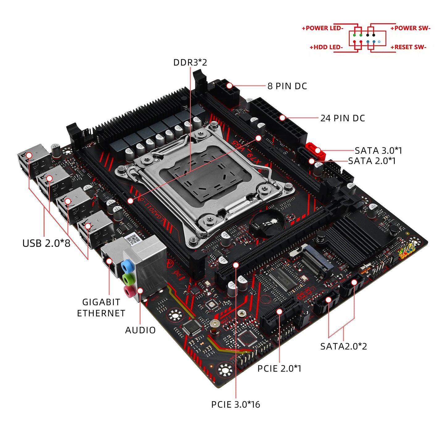 ZSUS X79 Kit de carte mère avec processeur Intel LGA2011 Xeon E5 2630 V2 DDR3 1*16GB ECC RAM mémoire prise en charge M.2 NVME Slot