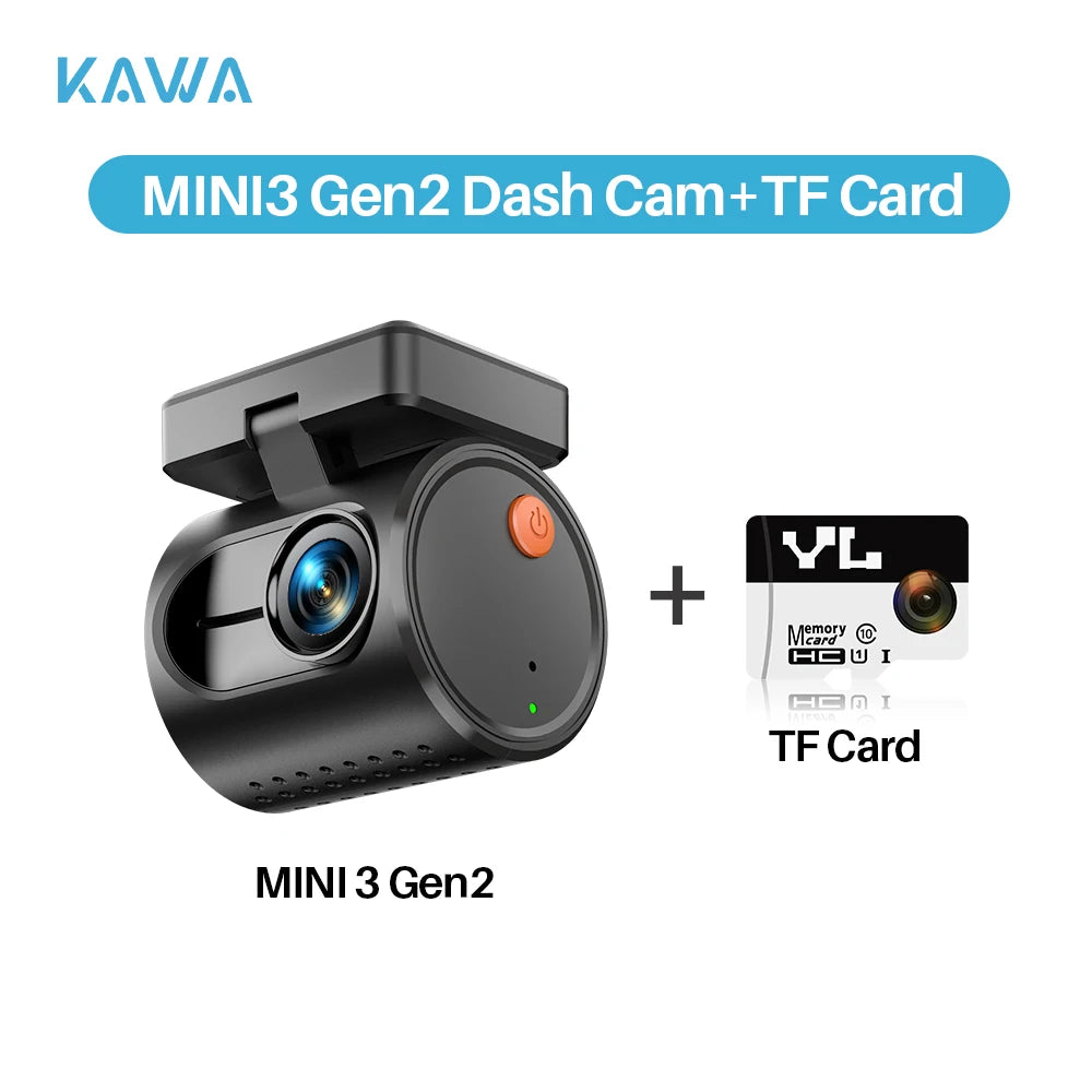 MINI3 Gen2 KAWA - Pequeña cámara de salpicadero para coche DVR, grabadora de vídeo automática, 2K WiFi y APP/control por voz, visión nocturna 2025 - Nueva Dashcam mejorada
