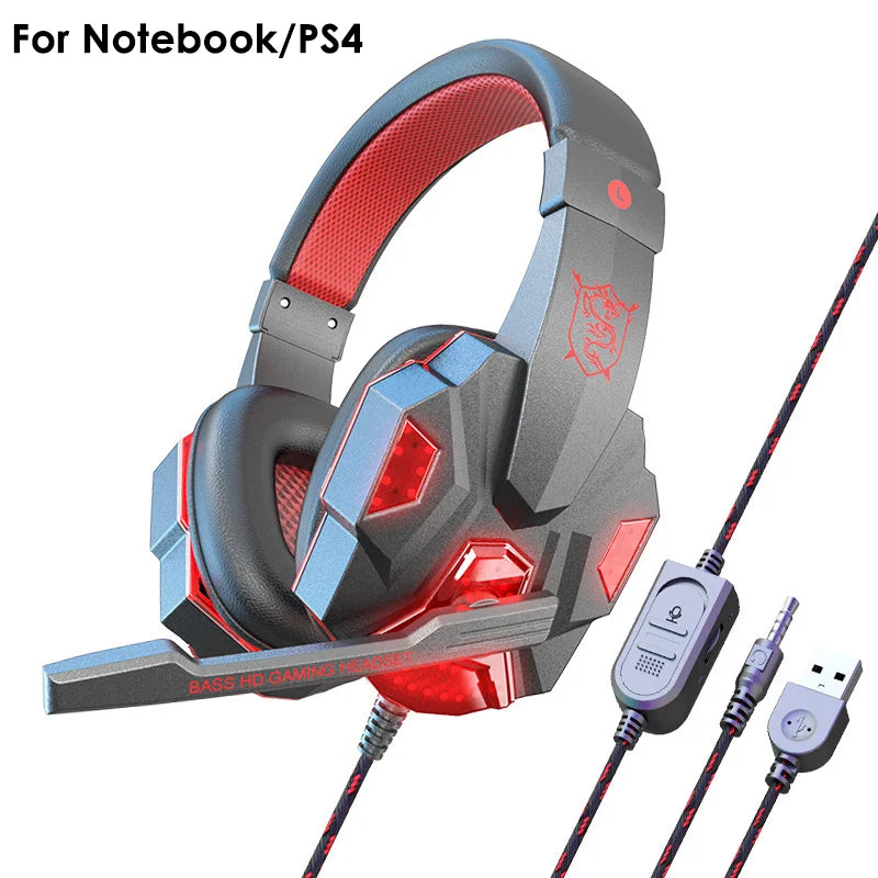 Auriculares de juego de graves con micrófono, audífonos supraaurales, sonido estéreo, jugador, sauna, teléfono, videojuego, cancelación de ruido, micrófono para PC